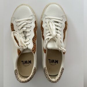 Madewell Women’s Sneakers - White Leather w animal print detail - Size 8.5 - EUC